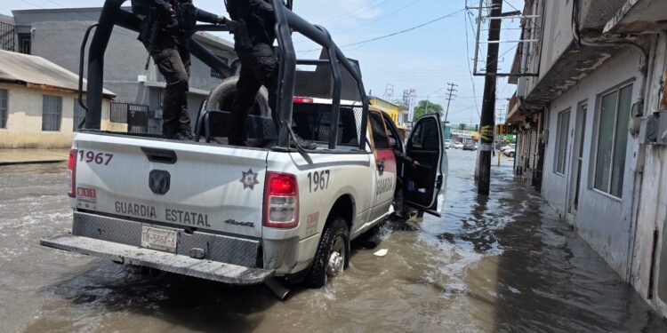 Activa Guardia Estatal Plan Tamaulipas en Matamoros tras fuertes lluvias