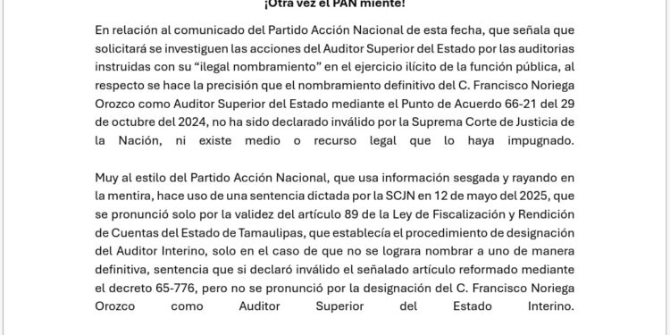 Morena desmiente acusaciones del PAN sobre el Auditor Superior del Estado