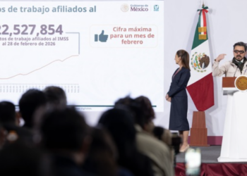 Presidenta Claudia Sheinbaum destaca registro de 22.5 millones de empleos afiliados al IMSS, la cifra más alta para un mes de febrero