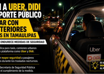Obligan a Uber, Didi y transporte público a circular con luces interiores encendidas en Tamaulipas