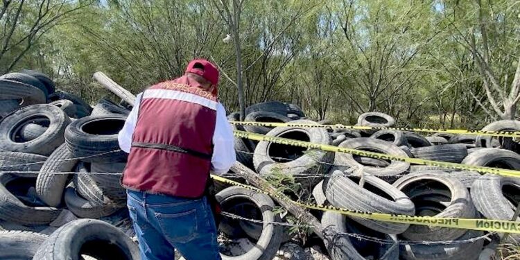 Clausuran predio con llantas abandonadas en Reynosa